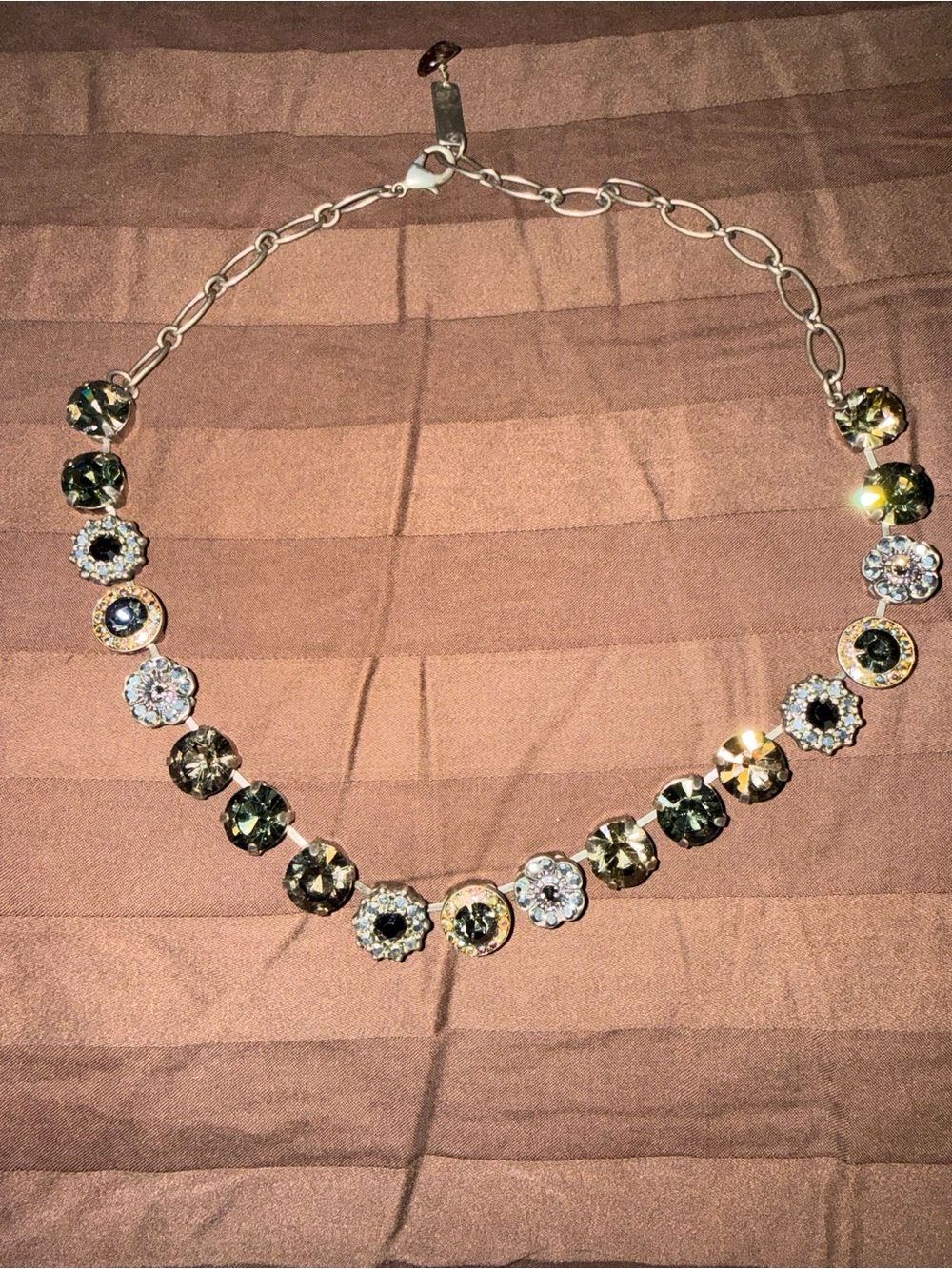 Elegant Green / Grey Crystal Floral Collar Necklace - Mariana